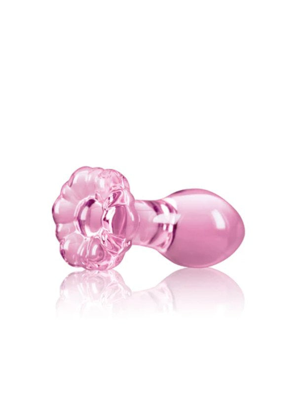 Crystal Glass Flower Anal Plug Pink 2