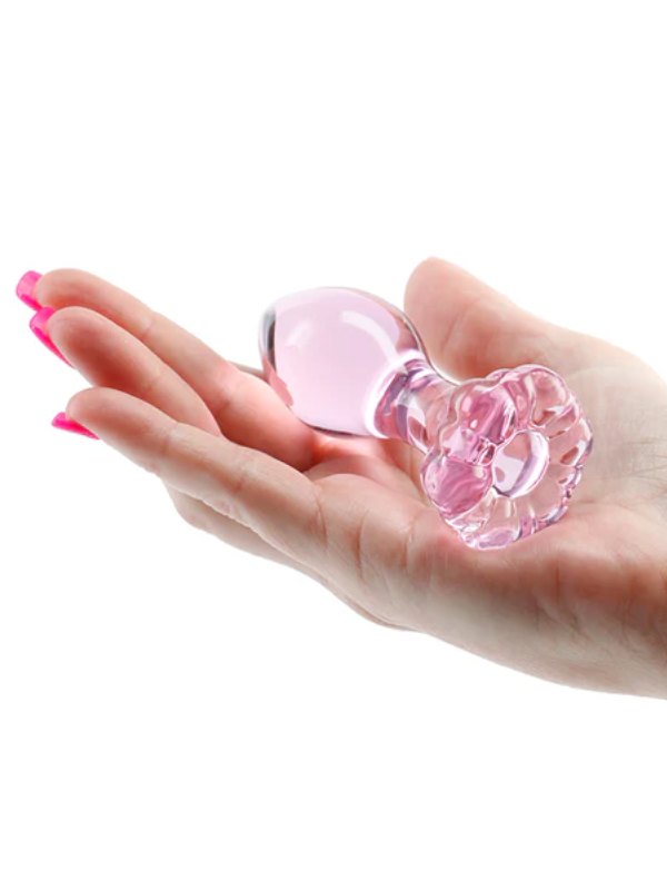 Crystal Glass Flower Anal Plug Pink 3