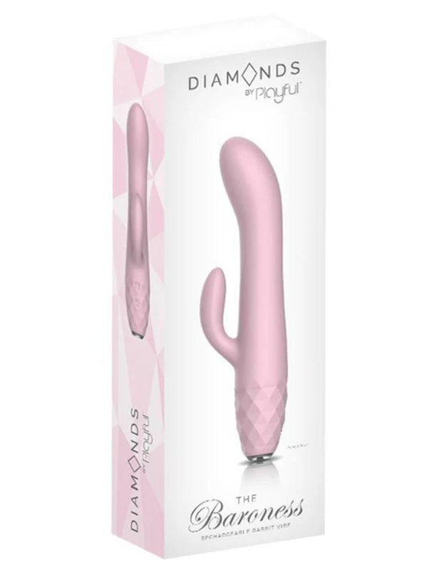 Diamonds by Playful The Baroness Rabbit Vibrator Pink 1