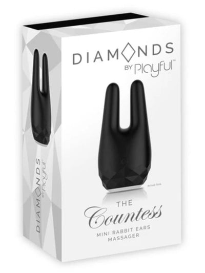 Diamonds by Playful The Countess Mini Rabbit Ears Vibrating Massager Black 1