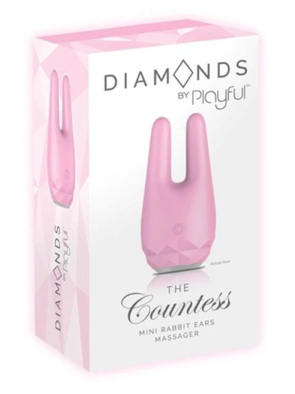 Diamonds by Playful The Countess Mini Rabbit Ears Vibrating Massager Pink 1