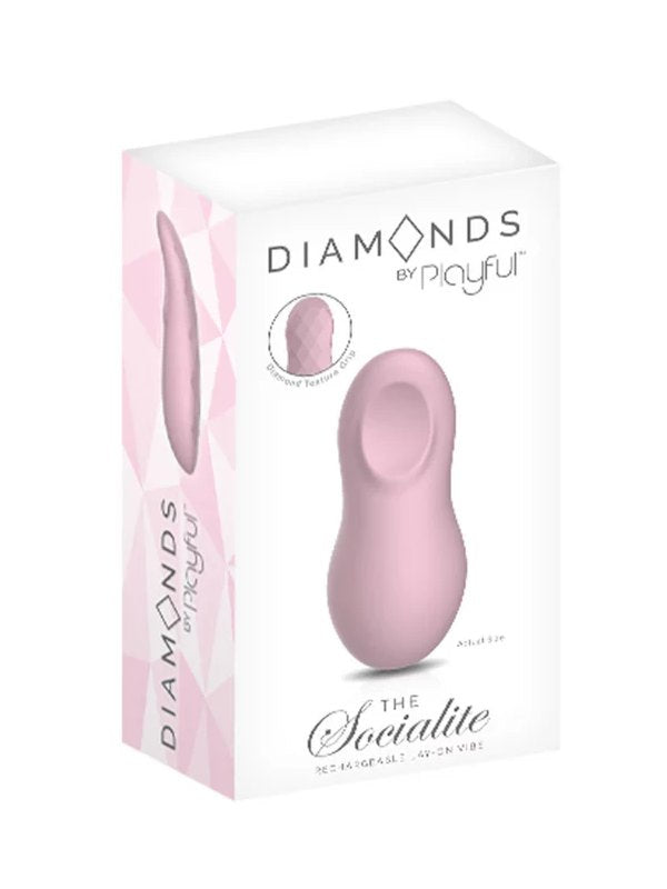 Diamonds by Playful The Socialite Rechargeable Lay-On Vibrator Pink 1