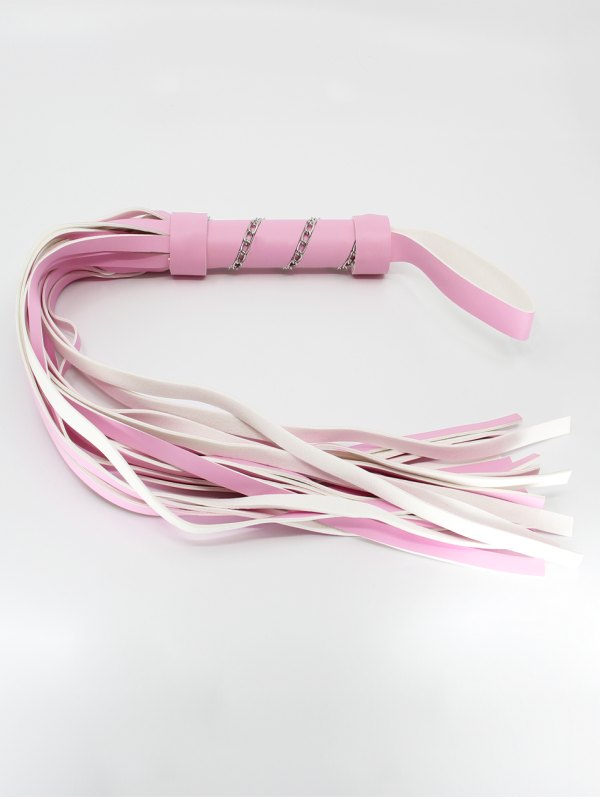 Love In Leather Chain Wrap Handle Flogger Pale Pink 2