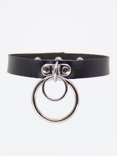 Love In Leather Double Ring Faux Leather Choker 1