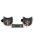 Love In Leather Shaped Ankle Cuffs Black/Rose Gold