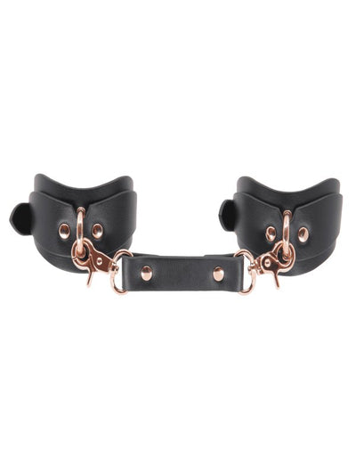 Love In Leather Shaped Ankle Cuffs Black/Rose Gold