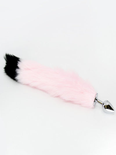 Love In Leather Foxtail Butt Plug Pink/Black