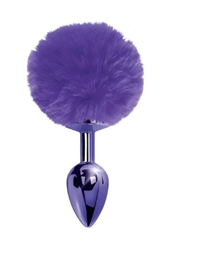 Metal Bunny Tail Small Anal Plug Purple 1