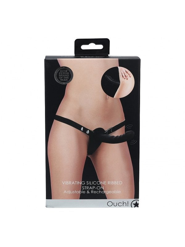 Ouch! Ridged Vibrating Strap On Kit