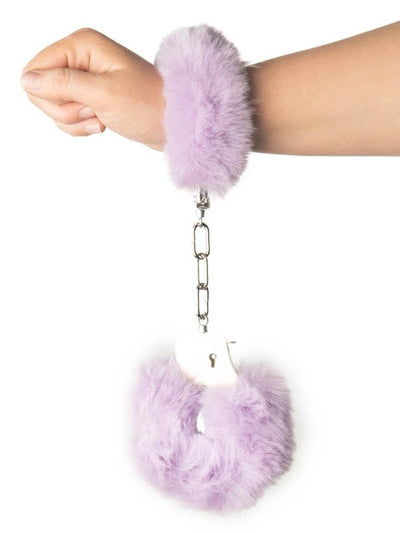 Poison Rose Fluffy Metal Hand Cuffs Lilac 1