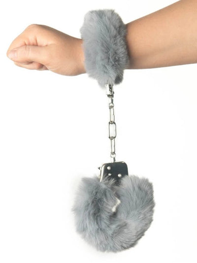 Poison Rose Fluffy Metal Hand Cuffs Silver Fox 1