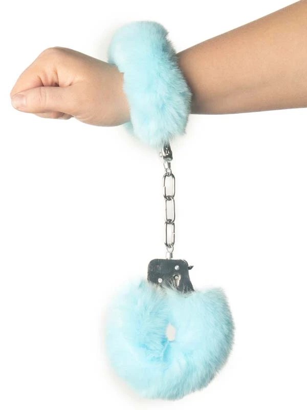 Poison Rose Fluffy Metal Hand Cuffs Sky Blue 1