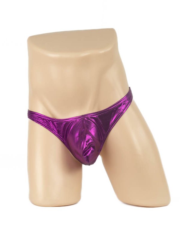 Poison Rose Lingerie Mens Metallic G-String Purple