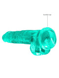 Real Rock 8" Dildo with Balls Turquoise 3