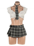 Poison Rose Schoolgirl Tartan Skirt S/M Black 2