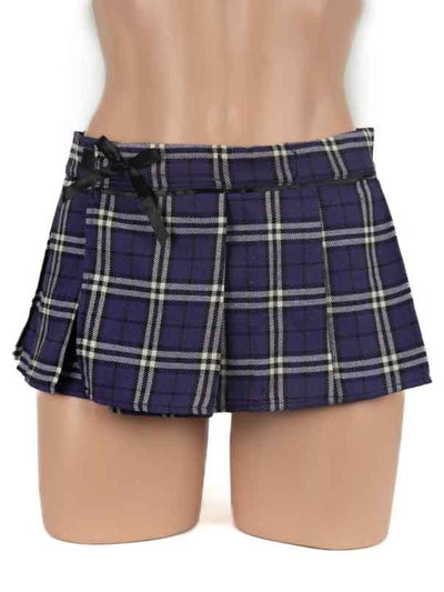 Poison Rose Schoolgirl Tartan Skirt S/M Purple 1