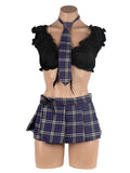 Poison Rose Schoolgirl Tartan Skirt S/M Purple 3