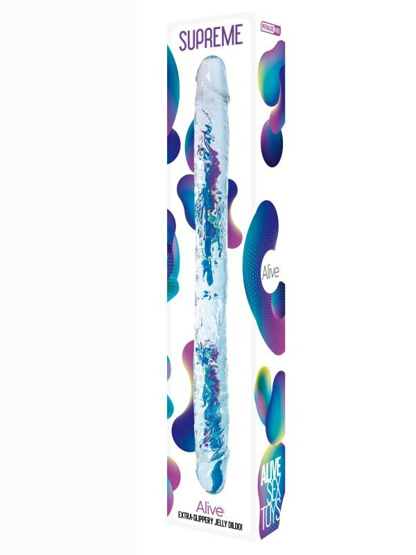 Alive Supreme 15" Double Ended Dildo Clear - Passionzone Adult Store