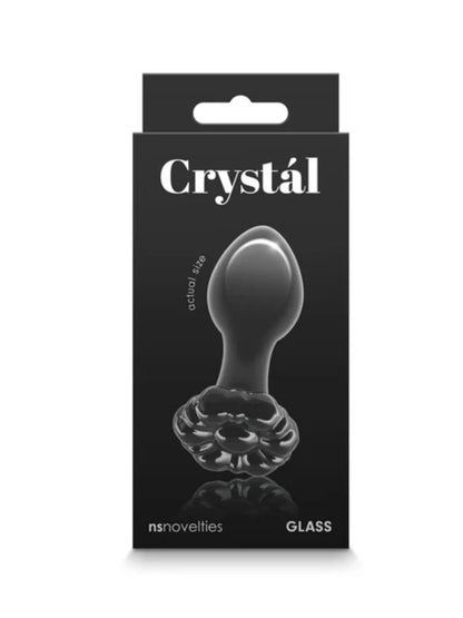 Crystal Glass Flower Anal Plug Black - Passionzone Adult Store