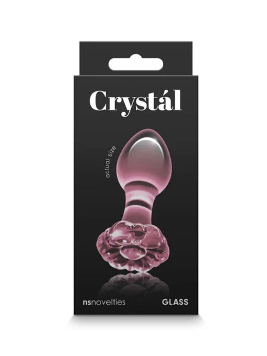 Crystal Glass Flower Anal Plug Pink - Passionzone Adult Store