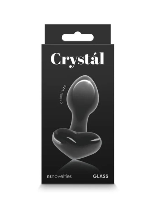 Crystal Glass Heart Anal Plug Black - Passionzone Adult Store