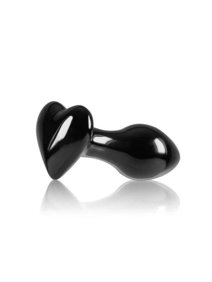 Crystal Glass Heart Anal Plug Black - Passionzone Adult Store