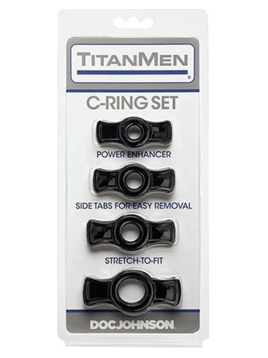 Doc Johnson TitanMen Cock Ring 4 Pack Black - Passionzone Adult Store