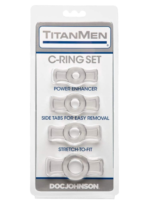 Doc Johnson TitanMen Cock Ring 4 Pack Clear - Passionzone Adult Store