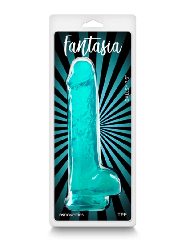 Fantasia Ballsy 7.5" Dildo With Balls Teal - Passionzone Adult Store