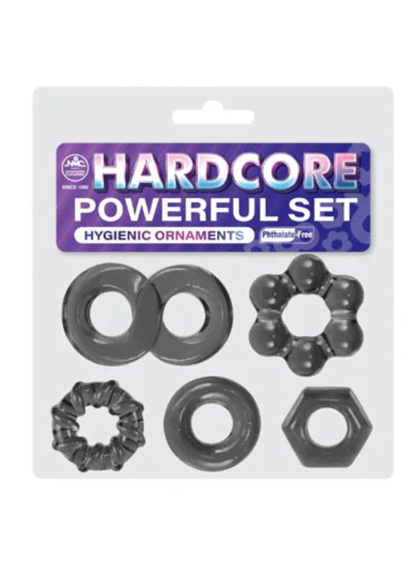 Hardcore Powerful #1 5 Piece Cock Ring Set - Passionzone Adult Store