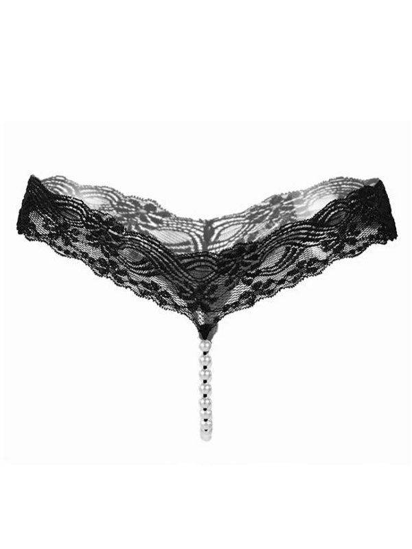 Lace and Pearls G-String Black - Passionzone Adult Store