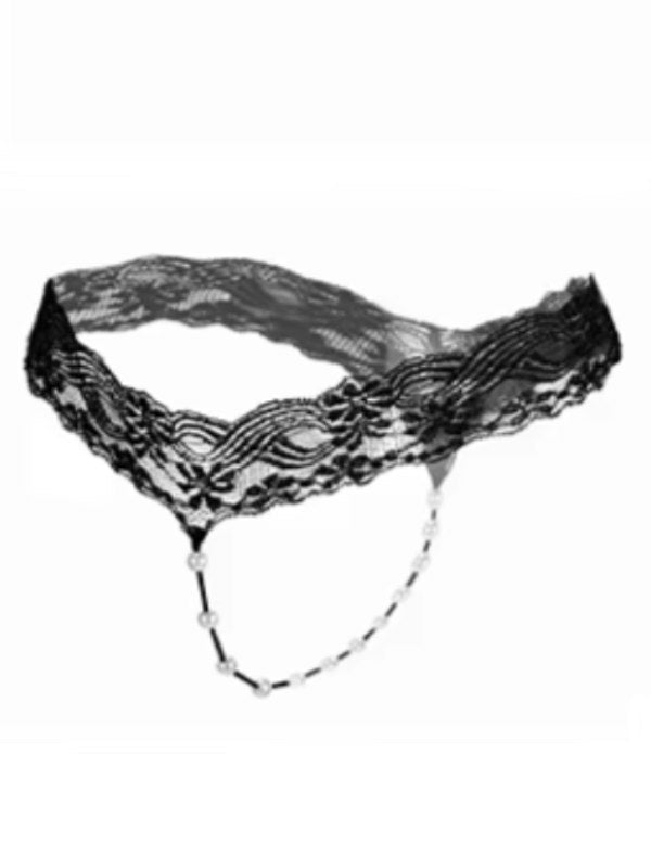 Lace and Pearls G-String Black - Passionzone Adult Store