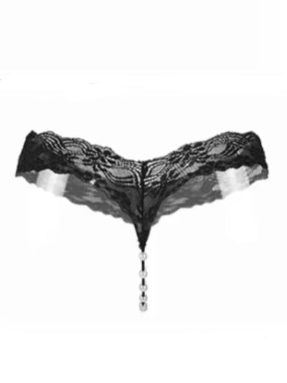 Lace and Pearls G-String Black - Passionzone Adult Store