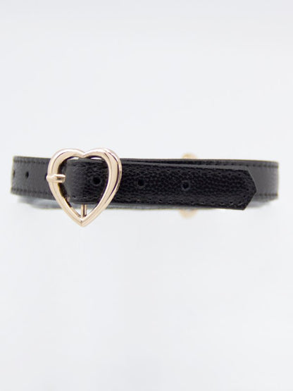 Love In Leather Heart Buckle Collar Black/Gold - Passionzone Adult Store