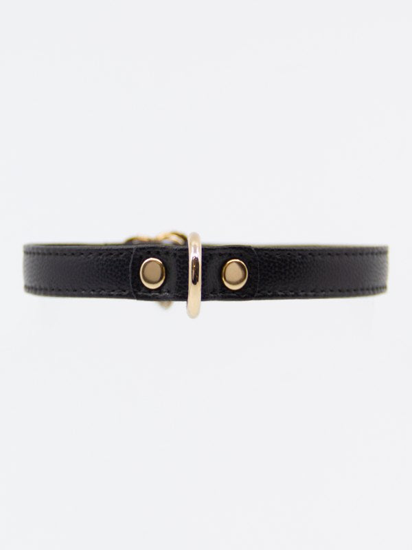 Love In Leather Heart Buckle Collar Black/Gold - Passionzone Adult Store