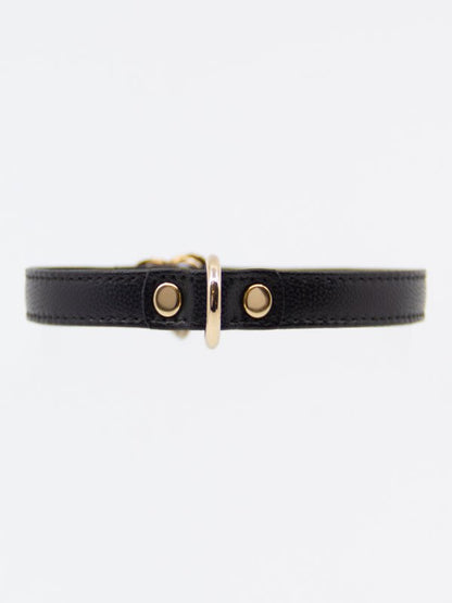 Love In Leather Heart Buckle Collar Black/Gold - Passionzone Adult Store