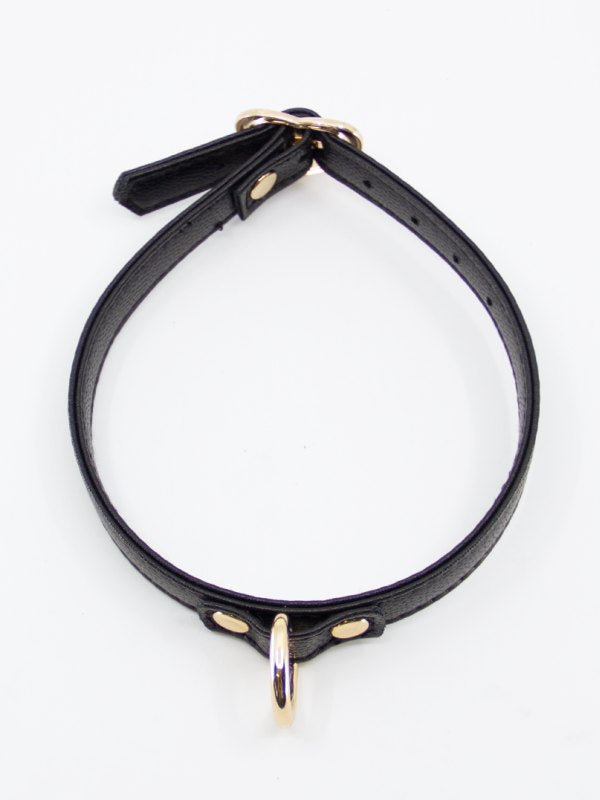 Love In Leather Heart Buckle Collar Black/Gold - Passionzone Adult Store