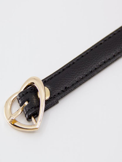 Love In Leather Heart Buckle Collar Black/Gold - Passionzone Adult Store