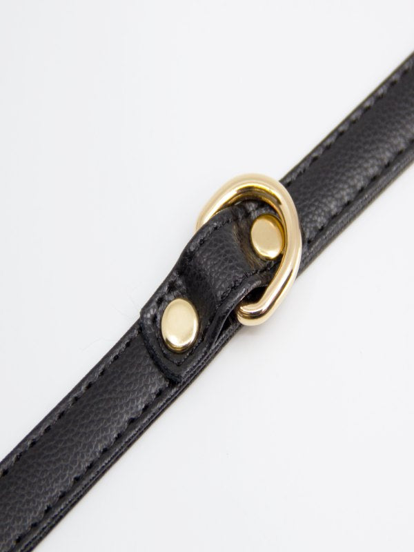 Love In Leather Heart Buckle Collar Black/Gold - Passionzone Adult Store