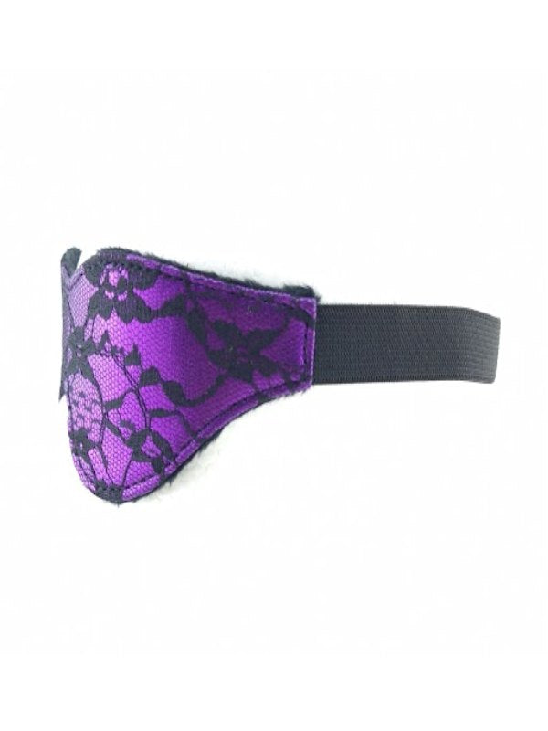 Luxe Outlet Fur Lined Lace Blindfold Purple - Passionzone Adult Store