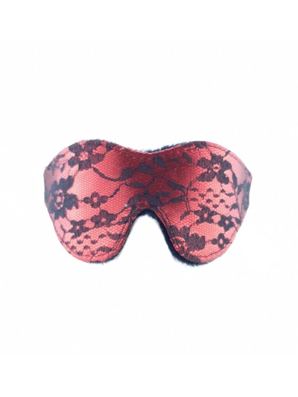 Luxe Outlet Fur Lined Lace Blindfold Red - Passionzone Adult Store