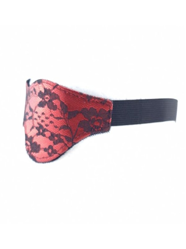 Luxe Outlet Fur Lined Lace Blindfold Red - Passionzone Adult Store