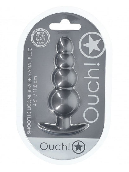 Ouch! Smooth Beaded Silicone Anal Plug Gunmetal - Passionzone Adult Store