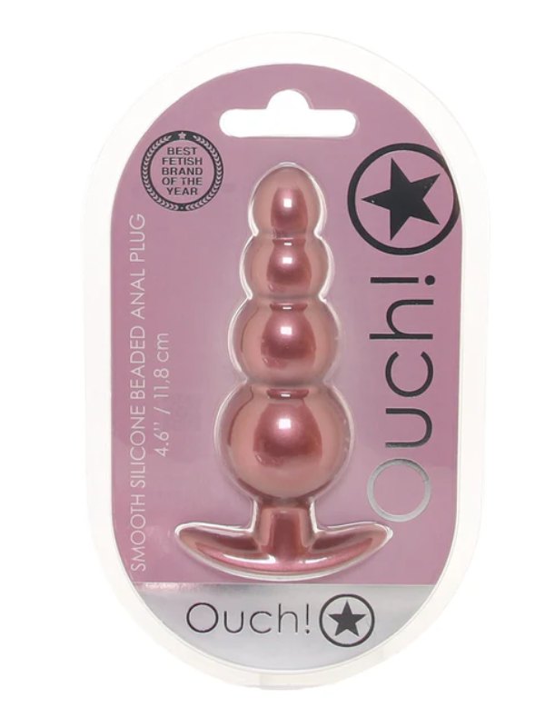 Ouch! Smooth Beaded Silicone Anal Plug Rose Gold - Passionzone Adult Store