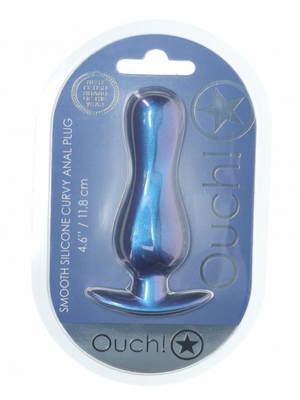 Ouch! Smooth Curvy Silicone Anal Plug Blue - Passionzone Adult Store