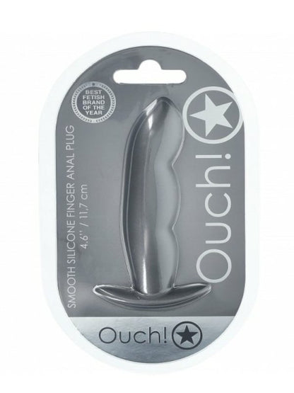 Ouch! Smooth Finger Silicone Anal Plug Gunmetal - Passionzone Adult Store