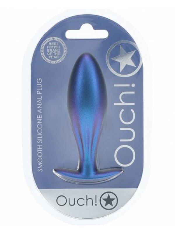 Ouch! Smooth Oval Silicone Anal Plug Blue - Passionzone Adult Store