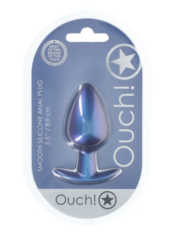 Ouch! Smooth Silicone Anal Plug Large Blue - Passionzone Adult Store