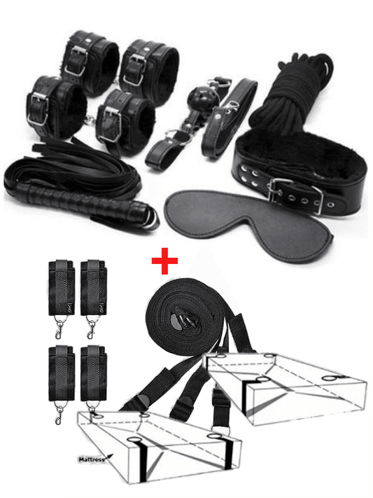 Plush Bondage Set & Underbed Restraint Kit - Passionzone Adult Store