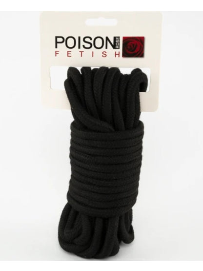 Poison Rose Cotton Bondage Rope 10m Black - Passionzone Adult Store